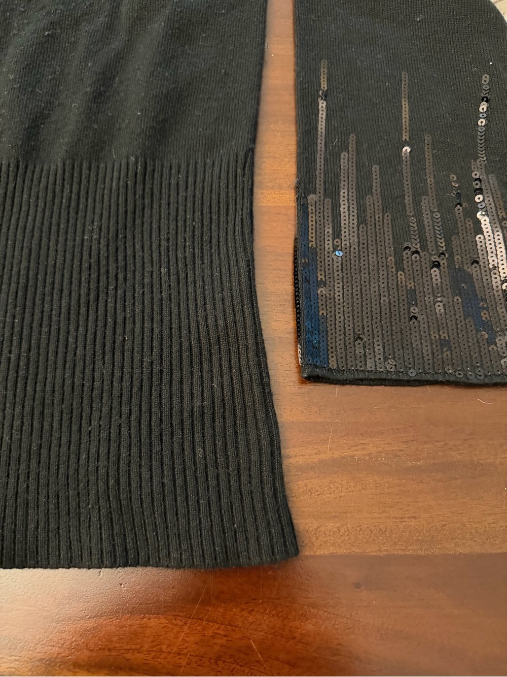 Marina Rinaldi Silk Cashmere Black Mock Neck Sweater with Sequins (127) - Picture 5 of 7